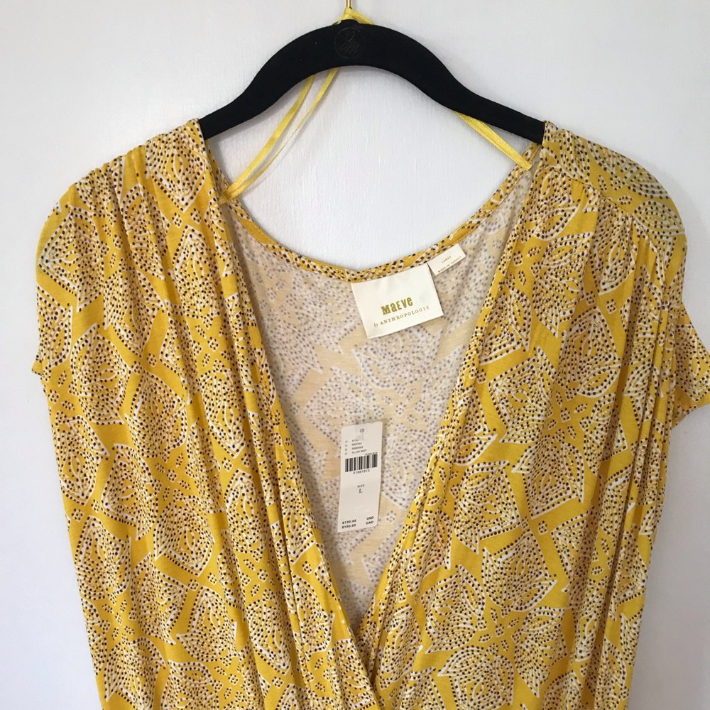 NWT Yellow Maeve Fete Midi Dress (Anthro) L/XL - Picture 6 of 6